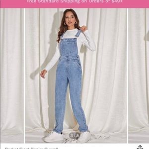 Medium wash overalls with pockets!!